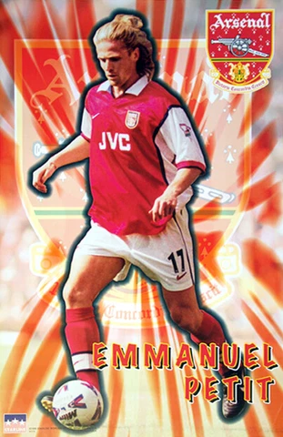 EMMANUEL PETIT Arsenal FC 1998 Superstar Vintage Original 22x34 Action POSTER Cover