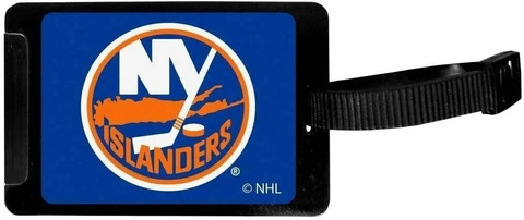 New York Islanders Rubber Luggage Bag Tag I.D. Holder Black NHL Licensed Cover