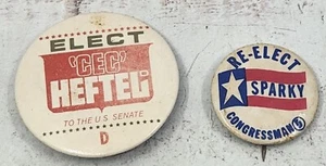 Lote de prendedores de botones demócratas hawaianos (2) Cec Heftel & Spark Matsunaga 442º senador - Imagen 1 de 4