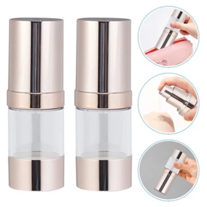 2 Pcs Vacuum Bottle Miss Travel Cosmetic Jars Pump Bottles for Liquids - Picture 1 of 12