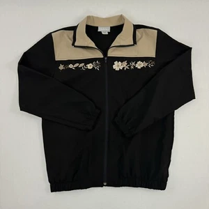 Cortavientos Blair Vintage Años 90 Bordado Floral Bloque de Color Mujer’s Pequeño Negro - Imagen 1 de 10