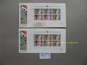 NETHERLANDS, 2x cover FDC 1984, S/S children's welfare, 1 with platefault, error - Picture 1 of 1