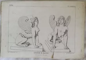 SFINGE E BACCO RITROVATO IN POMPEI GIUSEPPE FERRETTI GIUSEPPE MALDARELLI 1840 - Imagen 1 de 1