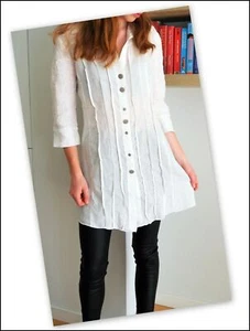 Camisa túnica ELISA CAVALETTI manga cuarto botón delantero 100 % lino cuello manga - Imagen 1 de 12