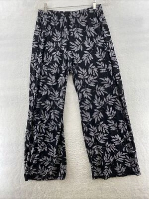 East 5th Women's M Elastic Waist Pants Black & White Floral Straight Comfort - Image 1 of 4