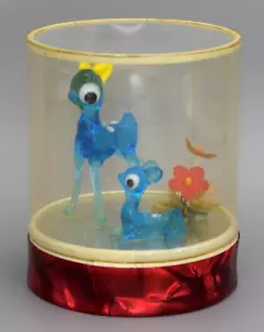 Vintage Japan Glas blau Hirsch Kitsch Souvenir Diorama Röhre Neuheit Frühling lustig - Bild 1 von 14