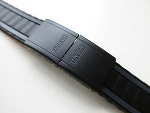 Tissot Swiss C303 black-grey rubber watch flip-lock band ~ 15 mm - Picture 1 of 5