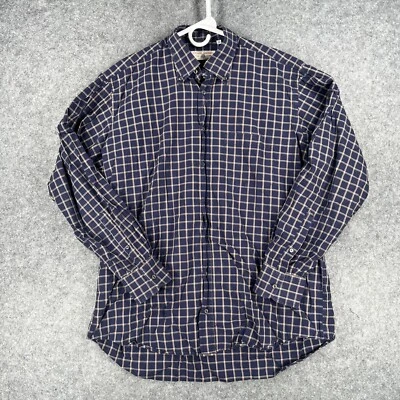 Luciano Barbera Shirt Men's Size 17 Blue Plaid Long Sleeve Button Down Shirt - Image 1 of 4