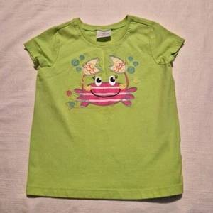 Hanna Andersson girls size 130 or 8 lime green crab design shirt VGUC - Picture 1 of 5