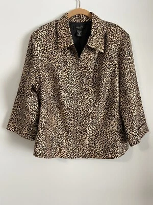 Jaqueta Blazer Silkland 100% Seda Estampa Leopardo Chita 1X Feminina - Zíper Leve - Imagem 1 de 4