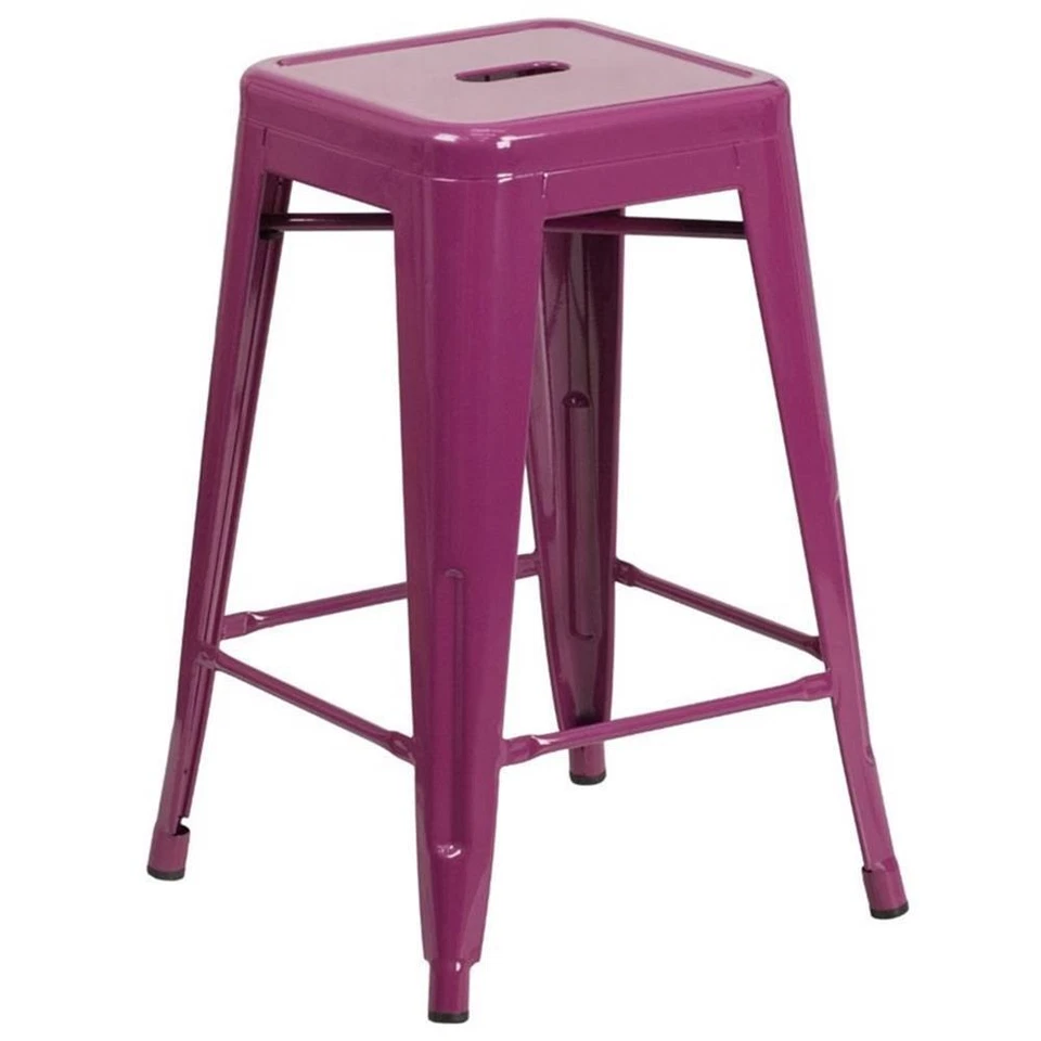 Flash Furniture 24" Metal Backless Counter Stool in Purple - Image 1 of 4