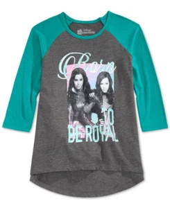 Hybrid Apparel Girls' Born to Be Royal Raglan-Sleeve Graphic T-Shirt, Size Large - Picture 1 of 1