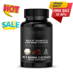 Lion's Mane 60 Capsules Energy Supplements Immunity Brain Boost Natural& Safe - Picture 1 of 16