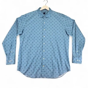Mercer Blue Brand Long Sleeve Casual Button Up Shirt Mens XL Blue Made in Turkey - Picture 1 of 10