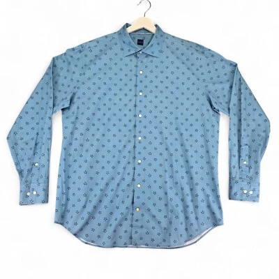 Mercer Blue Brand Long Sleeve Casual Button Up Shirt Mens XL Blue Made in Turkey - Image 1 of 4