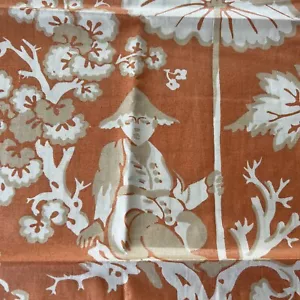 VTG Bob Collin Parasol Boy Cotton Screen Print Orange Fabric A.L.Diament 27x34.5 - Picture 1 of 7