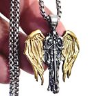 St Michael Pendant Necklace Steel Archangel Irish Celtic Cross Amulet And Boxed