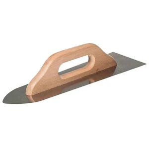 Pointed Flooring Trowel 380mm (15"), Wooden Handle, Stainless Steel, Concrete - Picture 1 of 6