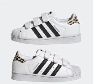 New ADIDAS Superstar CF I Toddler shoes White Black Sneakers Leopard Cheetah