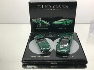 ATLAS DUO CARS 4173003 JAGUAR E TYPE CABRIO + XJ220 -GREEN 1:43- GOOD IN BOX - Picture 1 of 7