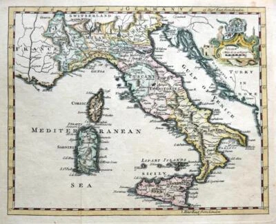 ITALY BY THOMAS JEFFERYS  c1772 GENUINE ANTIQUE COPPER ENGRAVED MAP. - Image 1 of 4
