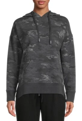 Athletic Works Womens Hoodie Front kangaroo Pockets Black Camo Soft Fleece Large - Image 1 of 4