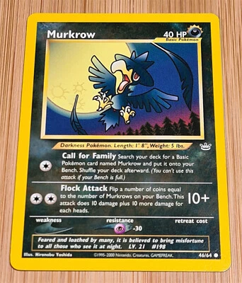 Murkrow # 46/64 Common Neo Revelation 2001 Pokemon EN Near Mint to Mint Vintage - Bild 1 von 3