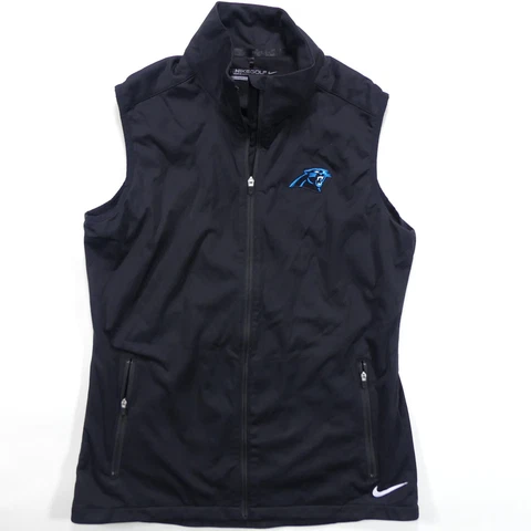 Carolina Panthers Vest Women's Small Nike Golf Black Sleeveless NFL Full Zip Cover