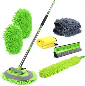62'' Car Wash Brush with Long Handle Mop Mitt Chenille 11pcs - Picture 1 of 7