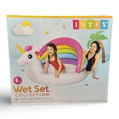INTEX Einhorn Baby Pool Kinder Planschbecken Maße (LxBxH): 127 x 102 x 69 cm - Bild 1 von 4