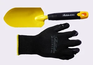 Yellow Heavy Duty Carbon Steel Handheld Garden Shovel with Garden Gloves - Picture 1 of 5