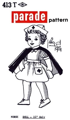 NURSE DOLL Pattern PARADE 413-T Mail Order Approx. 15" UN-PRINTED - Image 1 of 4