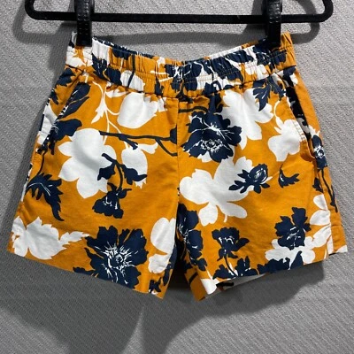 Pantalones Cortos J Crew Para Mujer 4 Naranja Floral Mezcla de Lino Cintura Elástica Playa Vacaciones Foto 1 de 4
