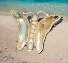Vintage Mexico Alpaca Silver Abalone Butterfly Mother  of Pearl Brooch