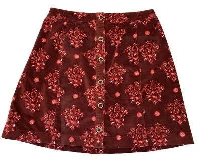Minifalda Hollister Para Mujer Terciopelo Floral Borgoña Botón Frontal Talla 1 Nueva Con Etiquetas Foto 1 de 4