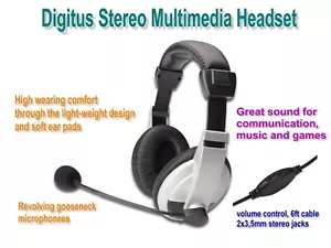 Auriculares multimedia estéreo cómodos Digitus con micrófono - Imagen 1 de 8