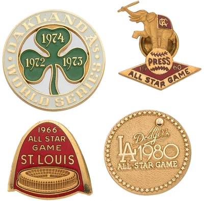 1960-80 Al Kaline World Series & All-Star Game Press Pin Lot of 4 -Al Kaline Set - Image 1 of 3