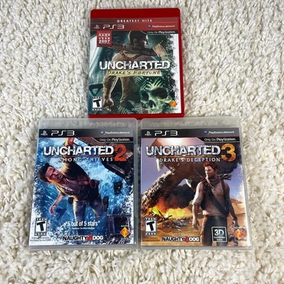 Lote de 3 juegos Uncharted 1 2 3 Trilogy (Sony PlayStation 3) PS3 CIB completo en caja - Imagen 1 de 4