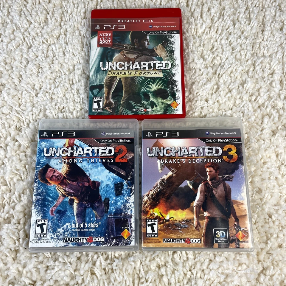 Lote de 3 juegos Uncharted 1 2 3 Trilogy (Sony PlayStation 3) PS3 CIB completo en caja Foto 1 de 4