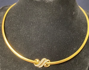 10K Gelbgold Omega Kette mit Diamant Plättchen Anhänger ~ 14 Gramm - Bild 1 von 5