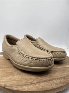 Mocasín plano SAS Twin Comfort sin cordones de cuero beige para mujer talla 8,5 ancho usado en excelente estado - Imagen 1 de 9