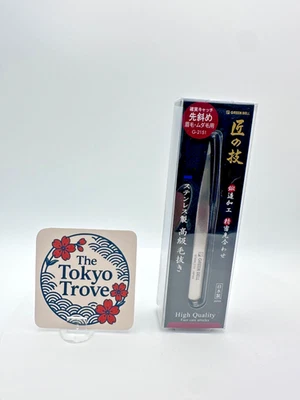 Пинцет Green Bell G-2151 с наклонным наконечником кованный из нержавеющей стали сделано в Японии НОВЫЙ - Изображение 1 из 4