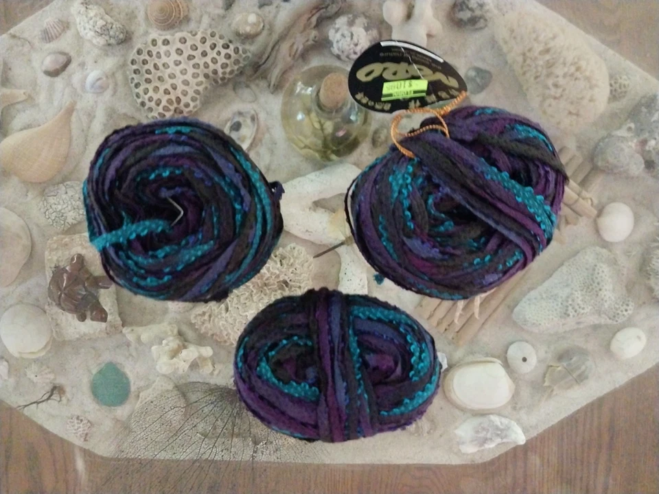 3 Skeins Noro Gisha Rayon/Cotton/Polyester Purple  Ribbon Yarn 50g Each - Image 1 of 4