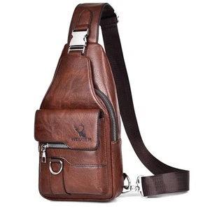 Sling Bag for Men Crossbody Chest Bag,PU leather Over the Shoulder Purse Casu... - Picture 1 of 9