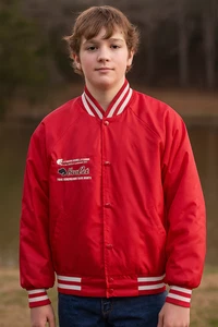 Vintage WestArk Bass Cat Boat Jacket YL Red Greene Motor Spindale NC USA Made - Picture 1 of 16