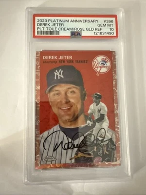2023 Topps Chrome Platinum Derek Jeter Toile Cream Rose Gold /75 PSA 10 POP 4 - Image 1 of 4
