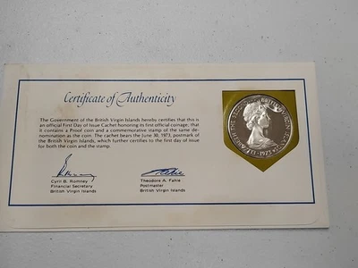 1973 Proof Silver British Virgin Islands,1 Dollar Proof Coin First Day Issue  - Imagem 1 de 4