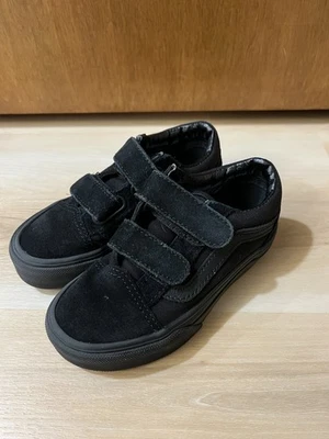Vans Toddler 10.5 Classic Old Skool Strap Over Black Suede Skateboard Shoes - Image 1 of 4