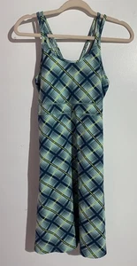 Title Nine Dress S Blue Plaid Racerback Athleisure Pickleball Tennis Hiking Golf - Picture 1 of 10