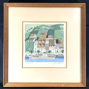 Stampa xilografia originale Junichiro Sekino "Reno" incorniciata opera d'arte autentica - Foto 1 di 10